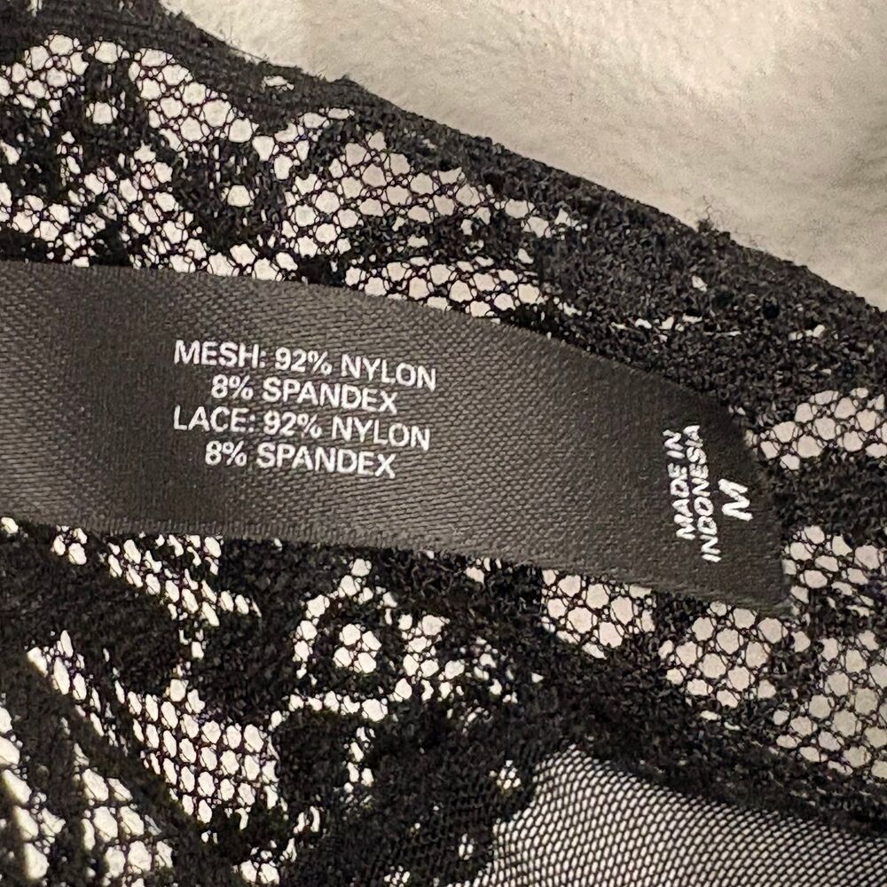 Vintage Y2K Victoria's Secret Babydoll Sheer Mesh Lace Shirt Sz M Black - Picture 5 of 5